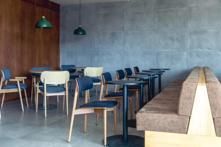 The minimalist interiors of a cafe