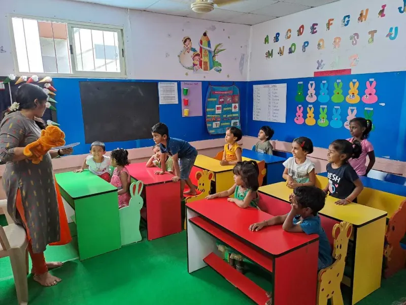 Teacher teaching kids in a classroom