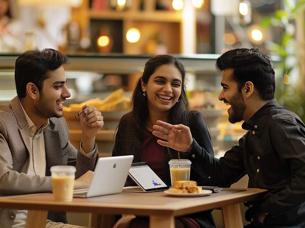 animated image of people ordering and eating in a fast food restaurant