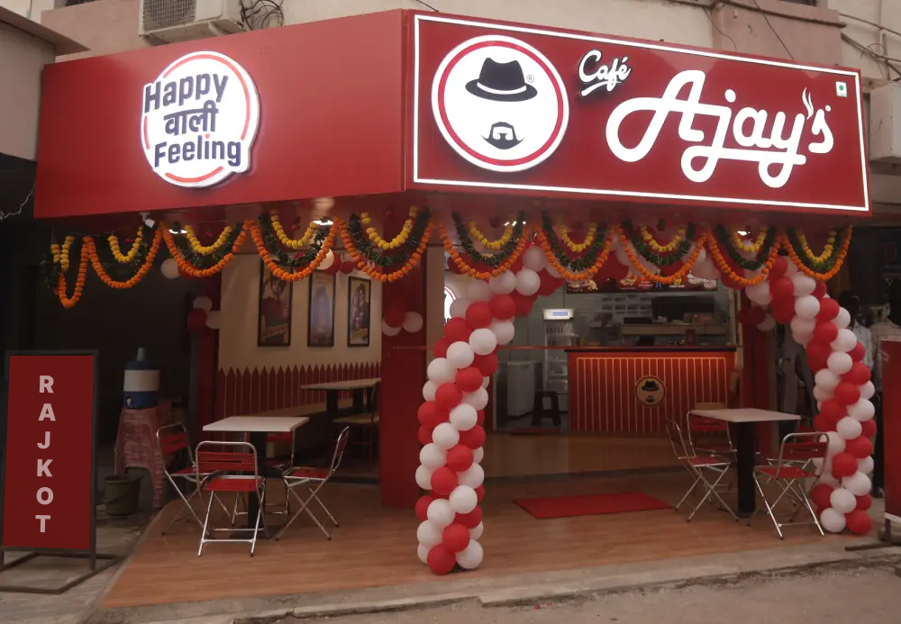 Image of new Ajay’s cafe franchise opening in rajkot.