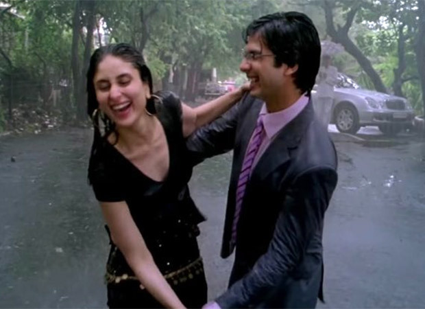 Scene from jab we met where aditya imagines dancing in the rain with Geet