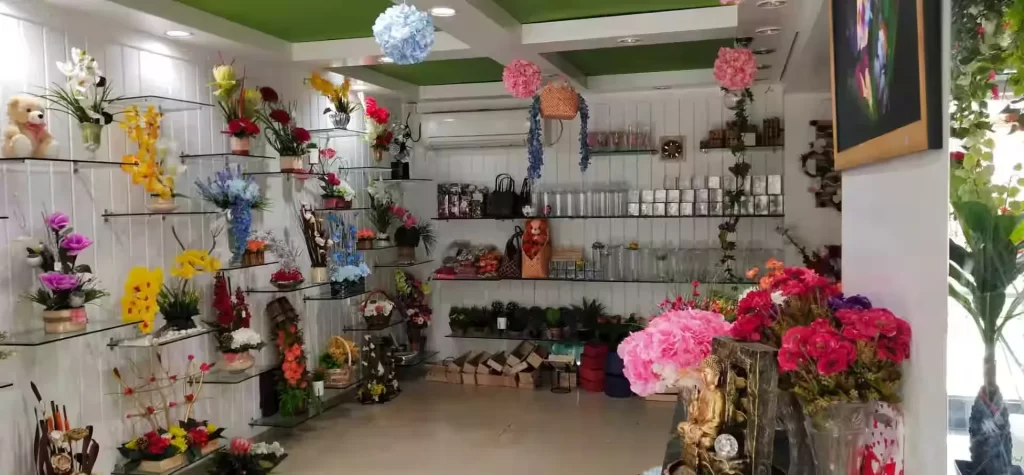 The inside view of a flower shop